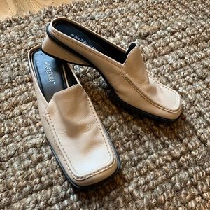 Neutral leather mules slides